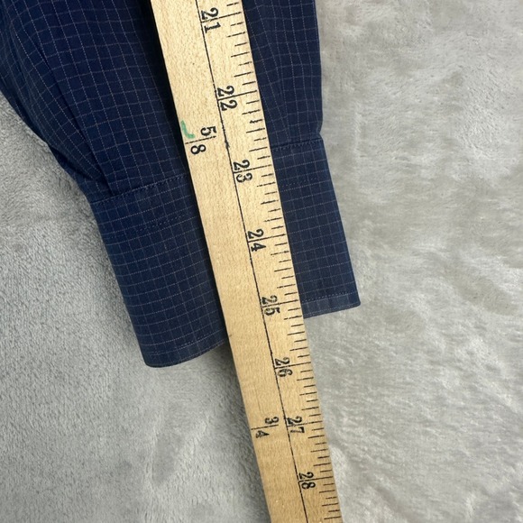 Brioni For Neiman Marcus Mens Navy Blue Check Dress Shirt Italy Cotton Medium - Picture 8 of 9
